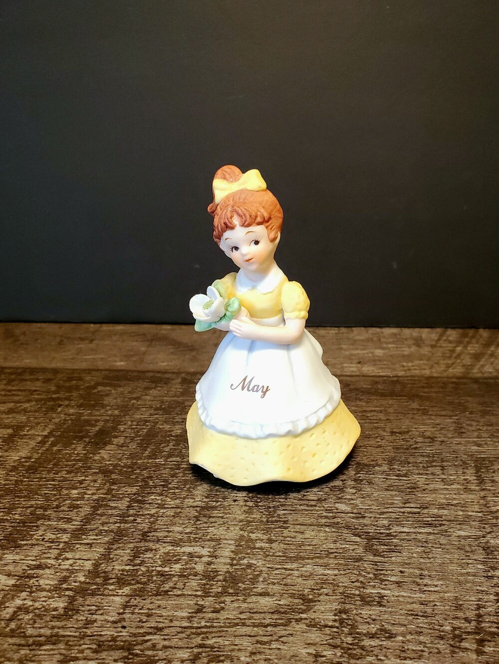May Porcelain Figurine in Yellow and White Vintage Taiwan